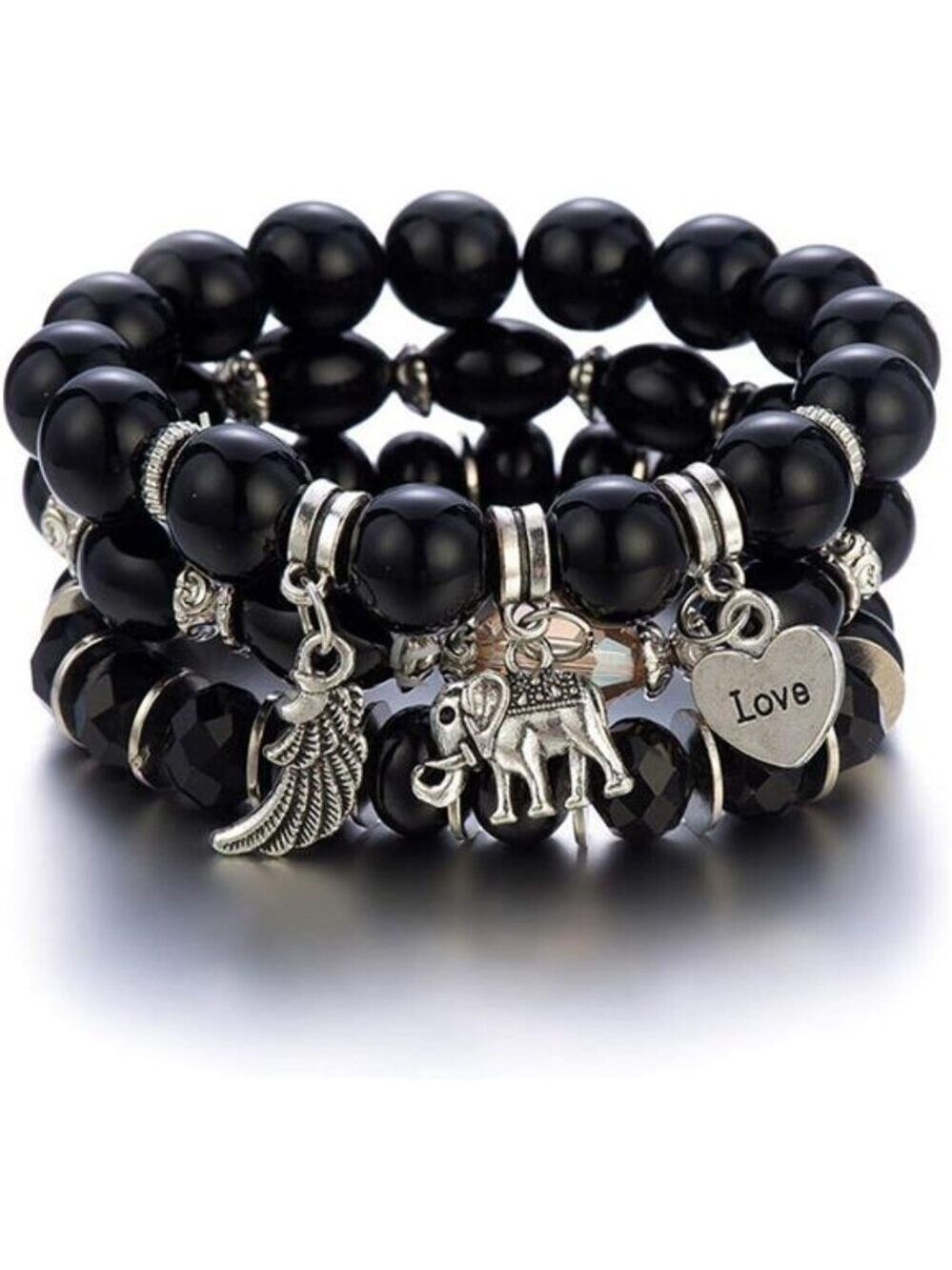 Boho Elephant Beaded Bracelets Stackable Heart Love Charm Multilayer Bracelets